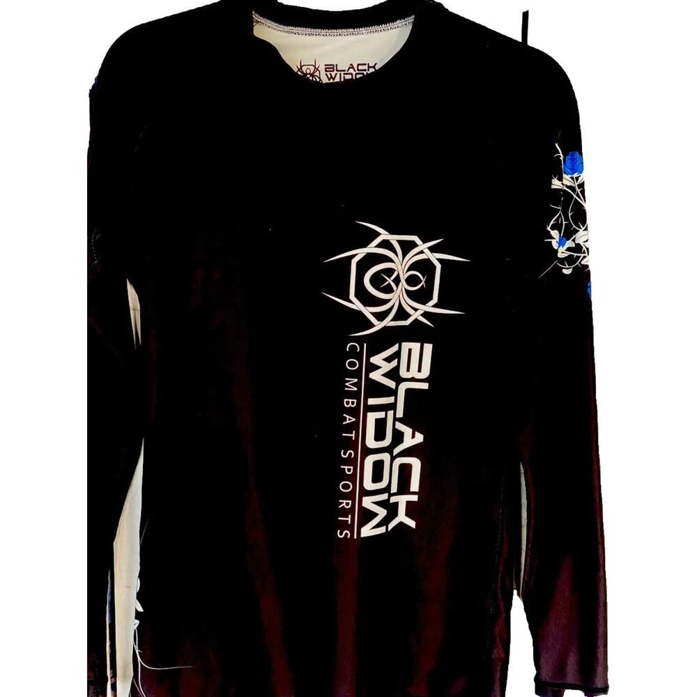 Black Widow Top Combat Sports Women's Alien Floral Rash Guard Shirt Size XL